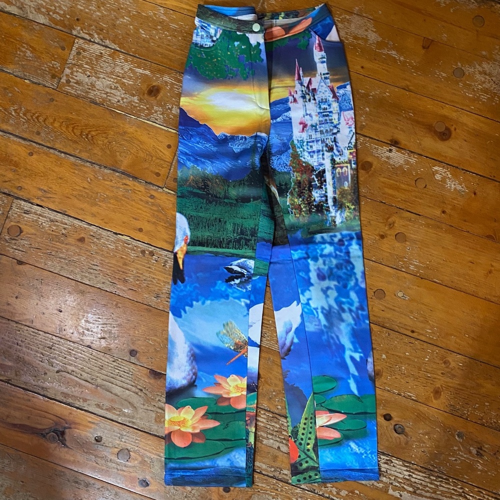RARE Wild and Lethal Trash brand AMAZING photo collage artsy Italian foam pants